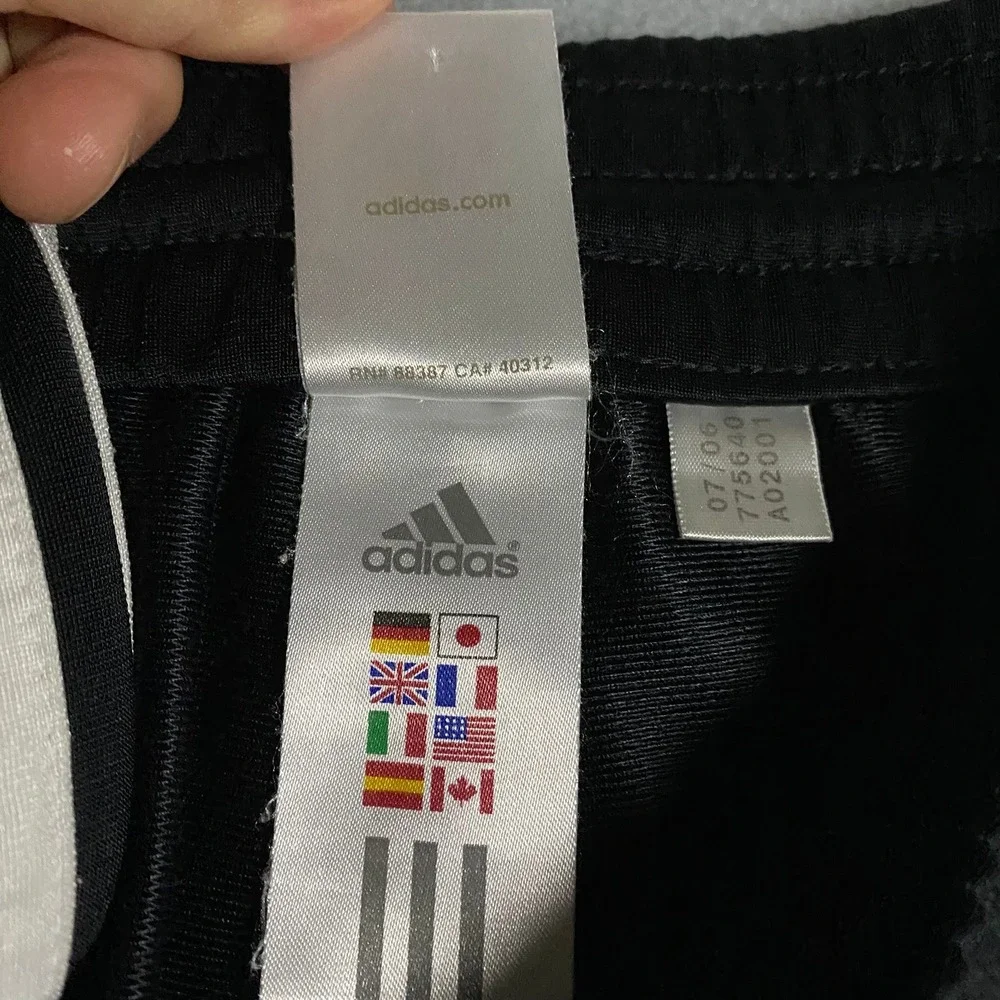 Y2K Adidas Track Pants Mens Small Black White 3-Stripe Straight Leg Joggers